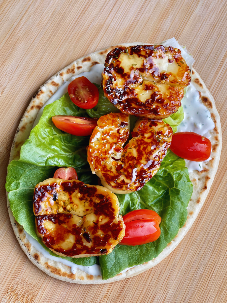 sweet chilli halloumi recipe final compiled dish