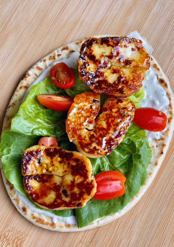 sweet chilli halloumi recipe final compiled dish