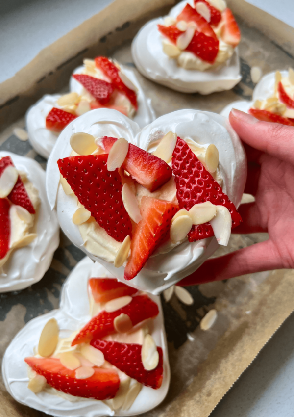 Heart shaped meringues for Valentines Day